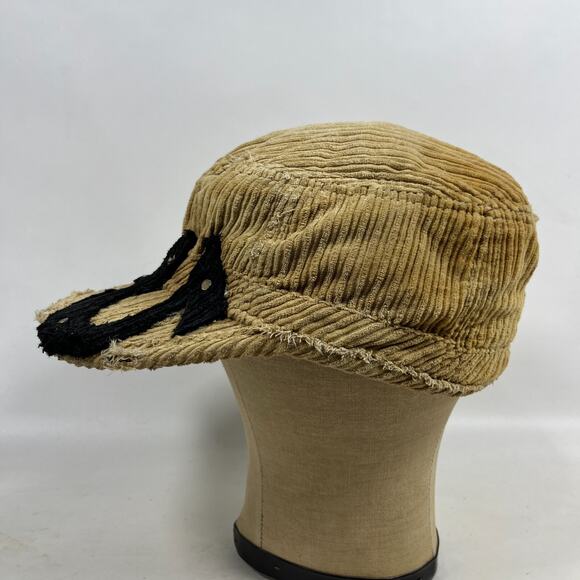 TRUE RELIGION Hat Distressed Corduroy Logo Embroidered TRBJ Trucker Baseball Cap - Picture 4 of 15